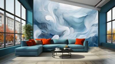 ethereal white water illustration delicate handpainted details soft flowing textures minimalist aquatic art Wall mural