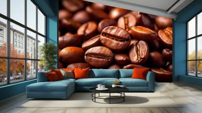 roasted coffee beans close up Wall mural