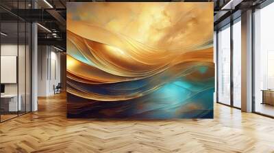 shimmering gradient metallic tones on grungy textured background abstract digital painting Wall mural