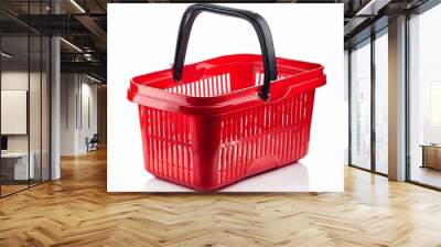 shopping plastic basket isolated on white background Wall mural