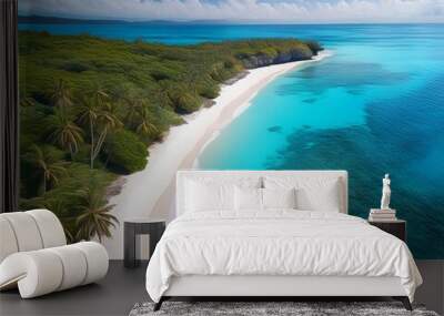 turquoise tranquility aerial view of crystalclear waters and pristine white sands digital painting Wall mural