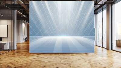 Universal abstract gray blue background with beautiful rays of illumination. Light interior wall for presentation. Wall mural