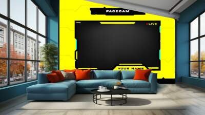 Stream Overlay Facecam yellow and black theme clean minimalist design for gamers. vector illustration Wall mural