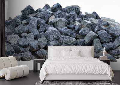 Pile rocks isolated on white background. Clipping path Wall mural