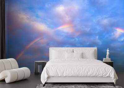 Rainbow Sunset sky landscape blue horizon abstract nature beautiful Cloudscape outdoor Wall mural