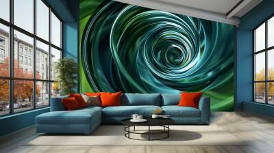 dynamic circular swirls of forest green and midnight blue, ideal for an elegant abstract background Wall mural