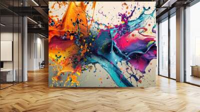 modern mixed colors splashing cexploding together, wallpaper design Wall mural