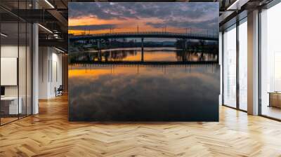 sunset over the river Wall mural