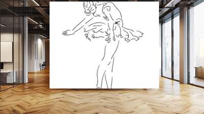 Ballerina women line art illustration; beautiful classical dancer. Wall mural