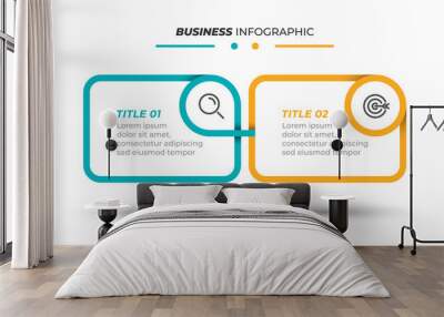 Business infographic template with marketing icons. Timeline with 2 steps, options, editable. Vector for presentation. Wall mural