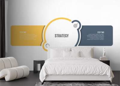 Business Infographic template. Creative layout with circle and marketing icons. Vector with 2 steps, options. Wall mural