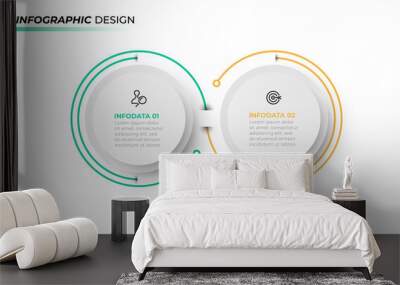 Business Infographic template. Timeline with 2 steps, circles, options and marketing icons. Vector element for presentations. Wall mural