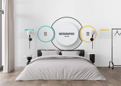 Business infographic thin line design element with 2 options, steps or processes. Vector illustration. Can be used for info chart, diagram, process chart, presentations. Wall mural