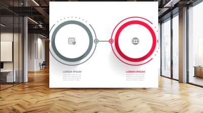 Business infographic thin line process with circle template design with icons and 4 options or steps. Can be used for presentations banner, workflow layout, annual report, flow chart, web design. Wall mural