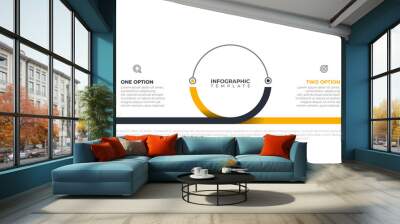 Business infographics template for presentation. Timeline with 2 steps options, circle. Vector illustration. Wall mural