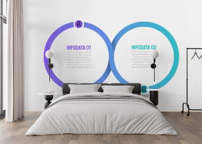 Business Infographics template.Timeline with 2 options, circles, steps or processes. Vector illustration. Can be used for workflow diagram, presentation, annual report, creative design elements. Wall mural