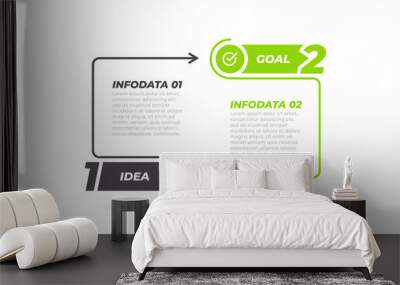 Business process info graphic design template with marketing icons and 2 options, steps, arrows. Can be used for info chart, graph, presentations. Wall mural