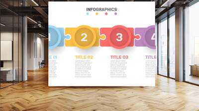 Business process. Timeline with number options and 4 steps. Vector illustration. Can be used for workflow diagram, info chart, graph, web design. Wall mural