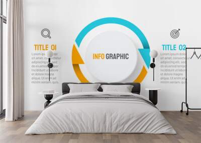 Circle arrows element for infographic with thin line icons. Business concept with 2 options, parts, steps or processes. Vector template. Wall mural