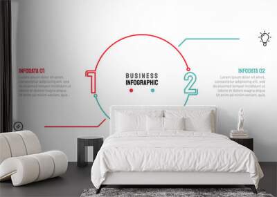 Thin line flat infographic. Business data visualization concept with 2 options, steps, number. Vector element for presentations. Wall mural