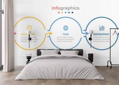 Thin line infographic elements for business process steps with 5 options. Vector illustration. Wall mural