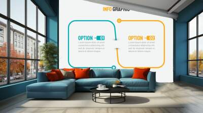 Thin line infographic processes. Timeline with 2 option. Vector business template for presentation. Wall mural