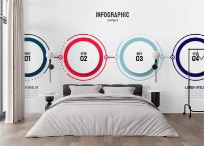 Timeline infographic design element and number options. Business concept with 4 steps. Can be used for workflow layout, diagram, annual report, web design. Vector business template for presentation. Wall mural