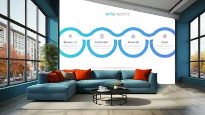 Timeline infographic template with 4 steps. Vector illustration design with marketing icons. Wall mural