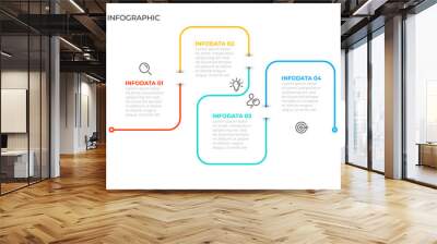 Timeline infographic thin line design with icons. Template for graph, diagram, presentations. Business concept with 4 options. Vector illustration. Wall mural