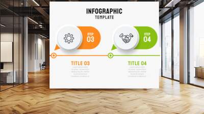 Timeline infographics template. Business concept with 6 steps, options and marketing icons. Can be used or workflow layout, info chart, process diagram. Vector illustration. Wall mural