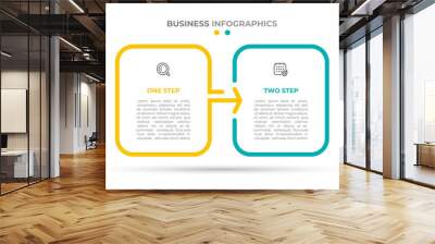 Two options infographic template design for annual report, business process steps, presentation or web design. Wall mural