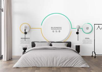 Vector infographic elements label design with thin line and circle. Business concept with 2 options, steps or processes. Wall mural