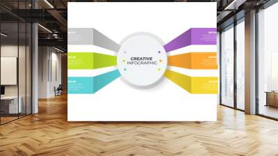 Vector infographic template with number options and paper label, Creative design. Business concept with 6 step, parts. Can be used for workflow diagram, annual report, info chart, presentations. Wall mural