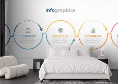 Vector infographic template. Business process label design with marketing icons and 5 steps or options. Wall mural