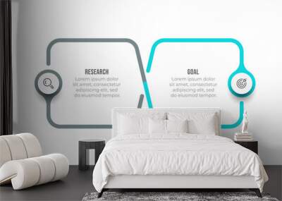 Vector Infographic template. Modern design with icons and 2 options or steps. Wall mural