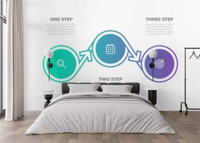 Vector infographic timeline process with arrow and 3 options or steps. Can be used for workflow diagram, info chart, web design. Wall mural