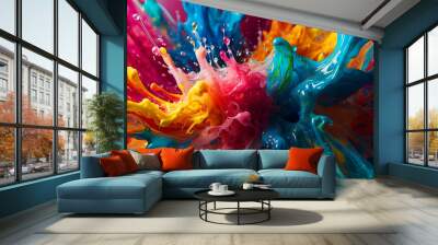 Amazing Acrylic Colors in Water, Bright Acrylic Colors Blending in Water. Wall mural