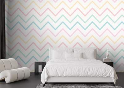 Seamless pattern of zigzag chevron stripes in subtle tones, adding a dynamic and contemporary flair to your gift wrap Wall mural