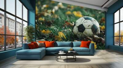 soccer ball on the field Wall mural