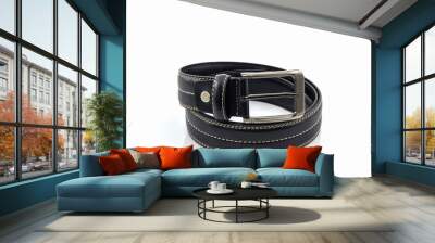 Black leather belt for men. Wall mural