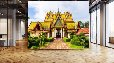 Wang Wiwekaram Temple in Sangkhlaburi. Wall mural