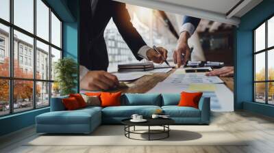 Business people meeting working with new startup project idea presentation analyze plan marketing and investment. Wall mural