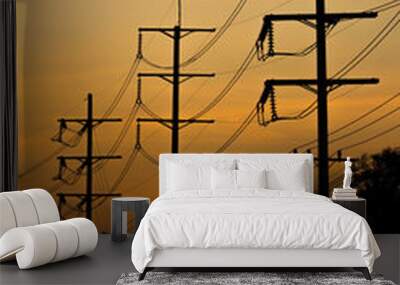 electric pole silhouette Wall mural