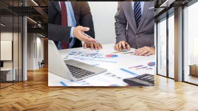 Two young businessman meeting to discuss about the investment and finance business. Wall mural