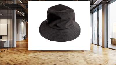 Black bucket hat isolated on white. clipping path. Wall mural