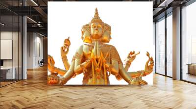 Golden statue of Brahma isolated on white background, Wall mural