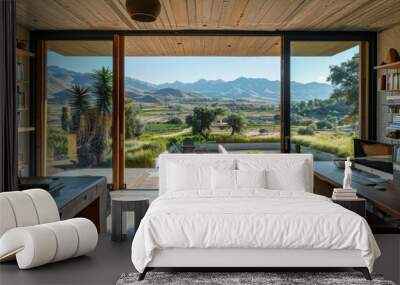 office with panoramic views of mountains Wall mural