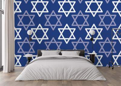 Hanukkah Blue Star of David Texture vector repeat pattern background Wall mural