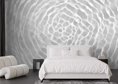 Clear white water surface with beautiful splashing ripples and bubbles. Natural reflection sunlight on water texture. Abstract summer banner background. Mockup for product, spa concept Wall mural