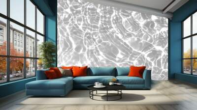 Clear white water surface with beautiful splashing ripples and bubbles. Natural reflection sunlight on water texture. Abstract summer banner background Wall mural